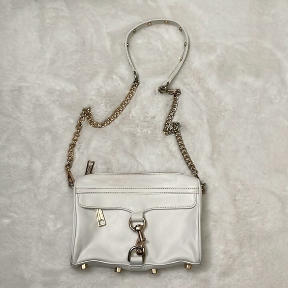 Rebecca Minkoff Mini Mac White and Gold Crossbody Bag